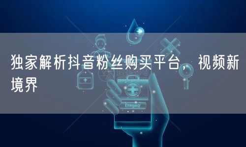 独家解析抖音粉丝购买平台，视频新境界