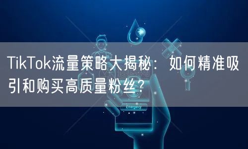 TikTok流量策略大揭秘：如何精准吸引和购买高质量粉丝？