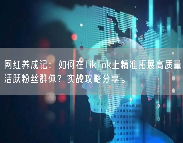 网红养成记：如何在TikTok上精准拓展高质量活跃粉丝群体？实战攻略分享。