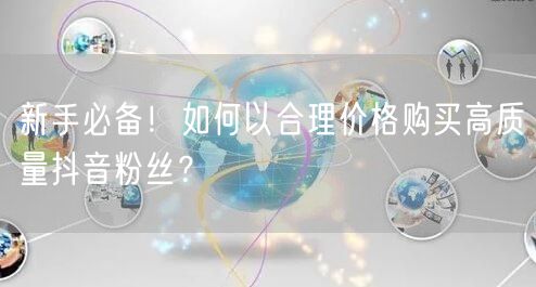 新手必备！如何以合理价格购买高质量抖音粉丝？