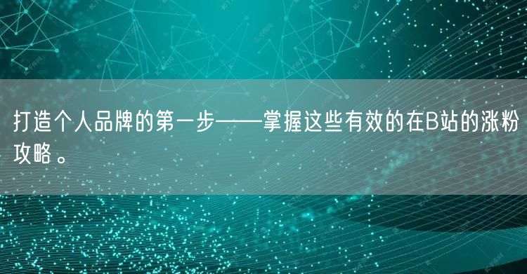打造个人品牌的第一步——掌握这些有效的在B站的涨粉攻略。