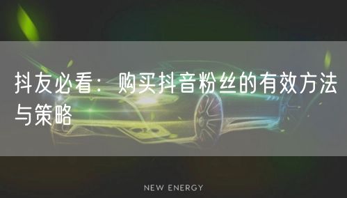 抖友必看：购买抖音粉丝的有效方法与策略