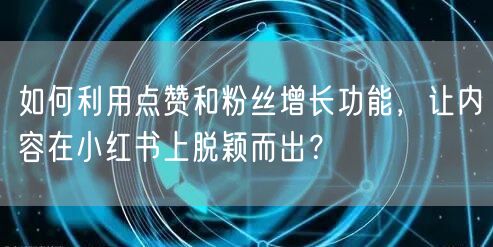 如何利用点赞和粉丝增长功能，让内容在小红书上脱颖而出？