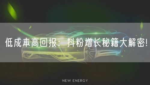 低成本高回报：抖粉增长秘籍大解密!