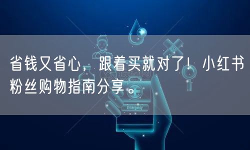 省钱又省心，跟着买就对了！小红书粉丝购物指南分享。