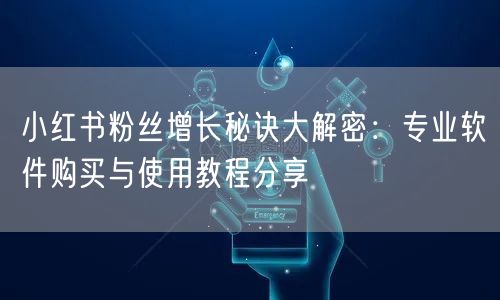 小红书粉丝增长秘诀大解密：专业软件购买与使用教程分享