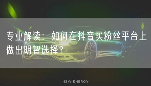 专业解读：如何在抖音买粉丝平台上做出明智选择？