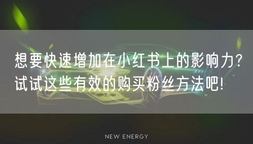 想要快速增加在小红书上的影响力？试试这些有效的购买粉丝方法吧!